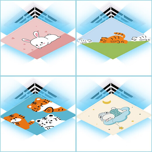 Home factory central air conditioning windshield square square anti-warm hot air blowing directly office ceiling machine ceiling wind guide hood wind shield Dinosaur family 45x45x0.1cm