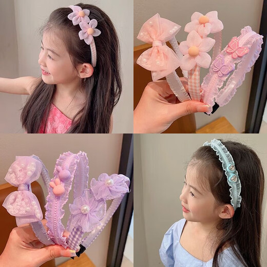 Bow hair accessories, girls' hairbands, women's non-straight children's hairpins, 2025 new girls' hairbands, TS147 pink series hairbands, 3-piece set