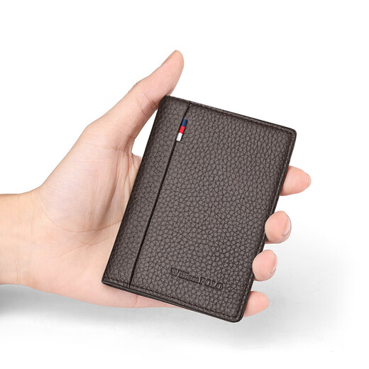 Williampolo Kartenbeutel für Männer Mini Echtes Leder Ultra-dünn kleiner Zertifikatbeutel Führerschein Lederhülle High-End-Kartenclip Geburtstagsgeschenk Schwarz [Top-Layer-Cowide-Genuine Leder]