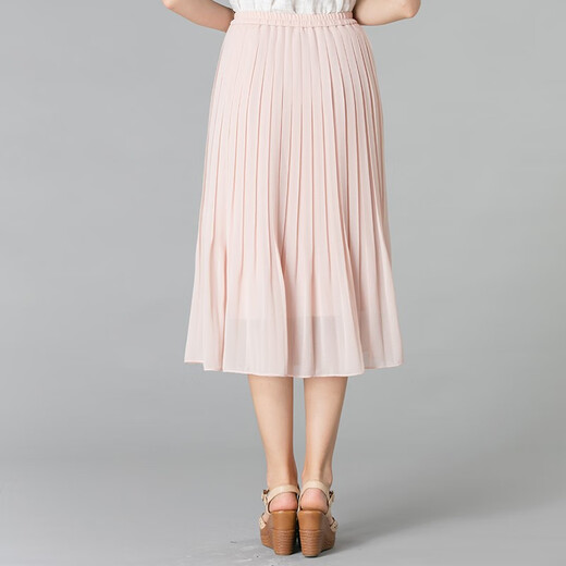 Teshang Laifei 2021 summer new skirt women's mesh skirt mid-length gauze skirt pleated fairy skirt slimming half skirt SSF983 pink L (2 feet 2-2 feet 3)