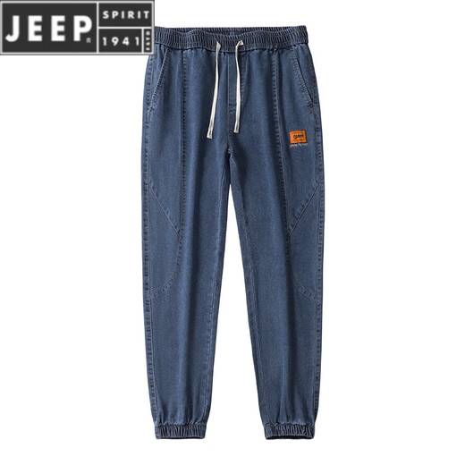JEEP SPIRIT Spring and Autumn Men's Jeans Loose Foot Trendy Brand Working Pants 2025 New Casual Long Pants Men HJ9908 Dark Blue XL 125-145Jin [Jin equals 0.5 kg]