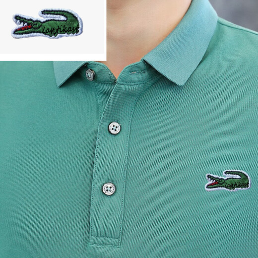 Crocodile Summer New Polo Shirt Herren High-End-Casual-Lappel-Trendy-Kurzärmel-T-Shirt im mittleren Alter im mittleren Alter J6636 Graugrün M 90-110jin [Jin ist 0,5 kg]