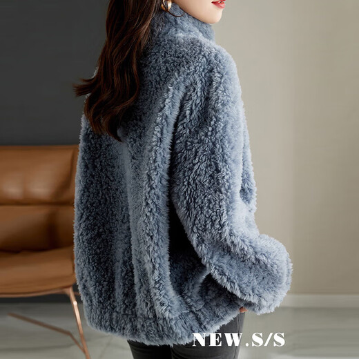 Ehangy light luxury brand regular coat for women 2025 winter new temperament commuter turtleneck lamb wool coat tribute beige S (90-110Jin Jin equals 0.5 kg)