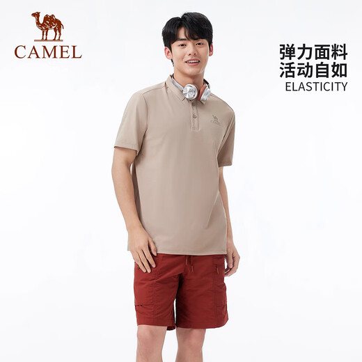 骆驼（CAMEL）男装POLO衫男春夏透气凉感宽松短袖翻领半袖速干跑步上衣 5012 M