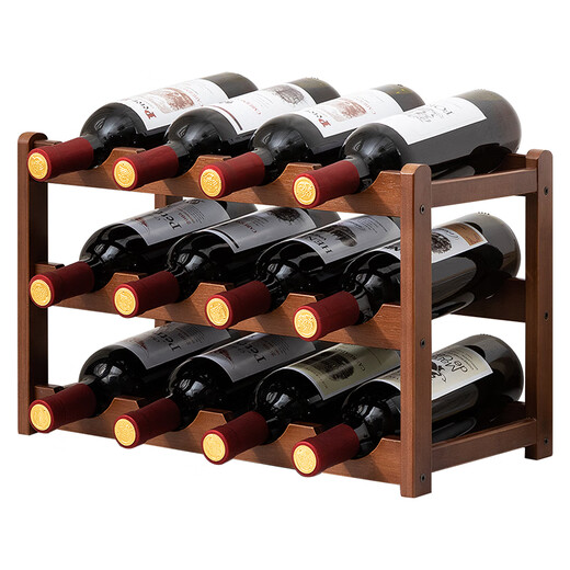 老竹匠红酒架格子台面摆件放葡萄酒高级展示架家用客厅摆设装饰品三层