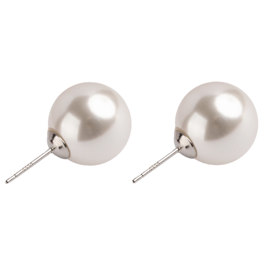 Fat Donglai Chinese Valentine's Day gift 999 sterling silver pearl earrings for women large pearl earrings for women French pearl earrings 2025 new style 999 silver needle pink pearl style 14MM (price for two)