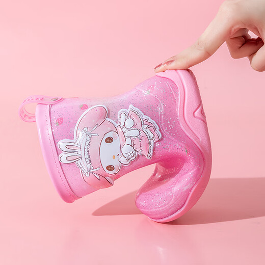 Botas de lluvia para niños Botas de lluvia para niñas Cartoon Anti-Slip impermeabilizan el jardín de infantes de 3-6 años de edad de 6 a 12 años de agua Pink Baby Pink-Melody-Edge 16 Longitud interior 15.5cm 24-25 Tamaños