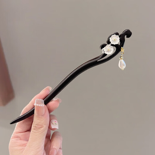 Two Worlds Happy New Chinese Flower Wooden Hairpin Women's Ancient Style Tassel Hairpin High-end Hairpin Hanfu Cheongsam Accessories Hair Accessories Gift Box