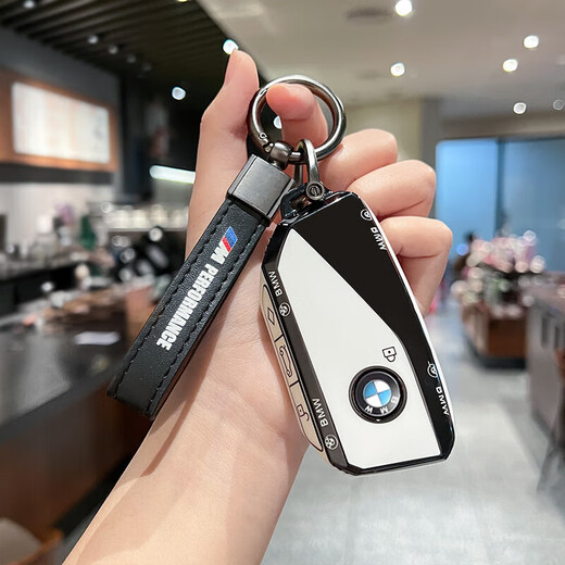 2024款宝马x5钥匙套新x1车7系740男x7 x6壳五5系25七系23包24扣i5 G款-象牙白【车标款】深曜黑圆环