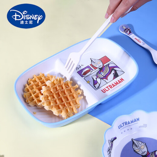 Disney Ultraman Tiga Children's Tableware Anti-Fall-Fall und Anti-Scenaling Food Grade Special Bowl für das Essen für Jungen-Home-Spülmaschine sieben Teile [Drei-Frame-Teller + zweifarbige Schüssel + Spitzenschale +