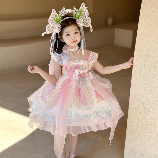 
Ant-Pie Girl Lolita Sling Dress 2025 New Children's Melody Sweet Dress Birthday Dress Pink (6628 Melody Sling Dress) 120 Recommended 5-6 years old (about 115 height)