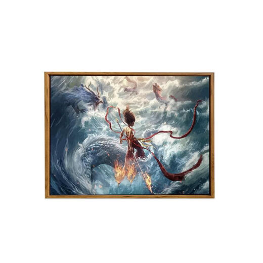 Nezha Digital Oil Painting 2025 NEU NEZHA 2: DEMON-SEA DIGITAL OIL MALER MALER BELAGETED GRAFFITI Cartoon LL12149 30*40 cm Dicke Innenrahmen + schöner Außenrahmen [
