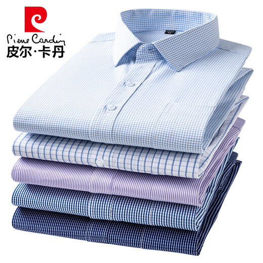 皮尔卡丹（pierre cardin）夏季新款纯棉男士短袖衬衫中年商务休闲纯色爸爸装薄款直摆衬衣 6627 38