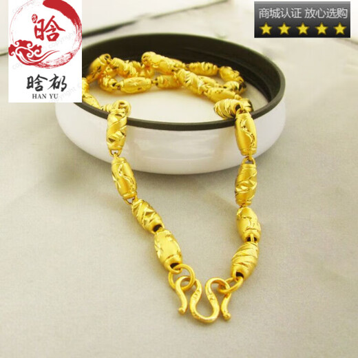 XPEL Vietnamese sand gold necklace men's hollow thick model 24K simulated gold-plated color 999 olive beads non-fading large gold chain 4 mm thick 50 cm 25 grams