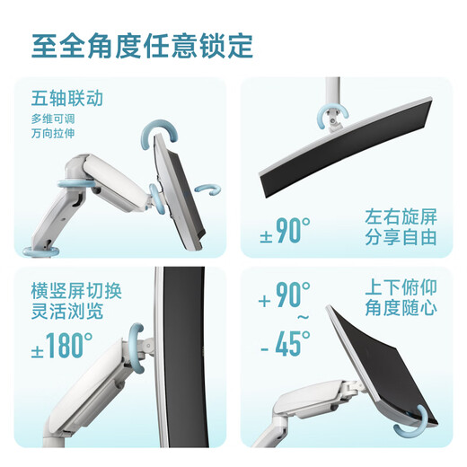 Brateck North ARC Monitor Bracket Computer Desk Halterung Monitor Halterung ARM COMPUTER Erhöhter Standbildschirm Roboter Arm adaptiert 17-32 Zoll E320 Yunyan White