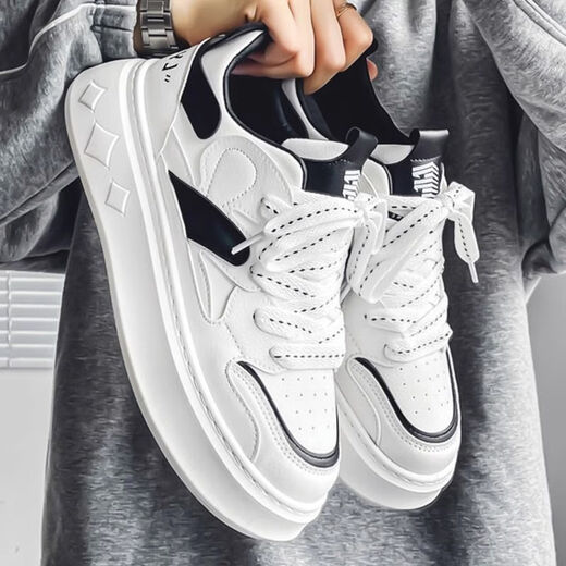 Xianxiqi men's shoes thick-soled small white shoes spring new style breathable sports and leisure increase 9906 white and green 39