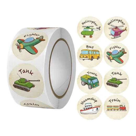 Cartoon Tractor Learning English Stickers Selfeadysive Children's Toys Car Rewards and Chraise Наклейки английская версия: размер поезда самолета [25 мм]