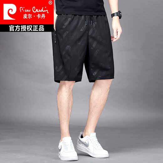 皮尔卡丹（pierre cardin）五分裤男士夏季冰.丝薄款速干透气休闲宽松加大码运动短裤沙滩裤 7029-1黑色 2XL 140-155斤