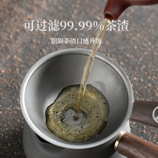 钛茶漏过滤网2033孔纯茶滤千一体茶叶滤茶器过滤器公道杯茶具配件 12033孔升级结晶款钛圆凹柄款