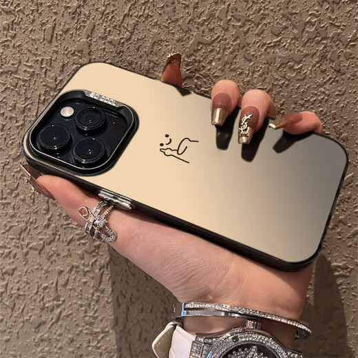 Povorm Suitable for Apple 16 promax mobile phone case new Xiaomi 14 couples 12 niche 11 Supreme Redmi 13 matte xs laser xr anti-fall plus women's iPhone hard case gray black - middle finger YLA829 iPhone 13 Pro