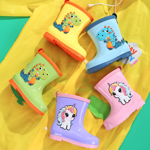 Mania kangaroo (Maniyadaishu) Детские дождевые ботинки Cartoon Cilent Princess Rain Boots Среднего размера детские сапоги для дождевых сапог плюс бархатный мальчик динозавр против скольжения туфли с водой -18# синий динозавр (без хлопка) 21 [внутренняя длина см]