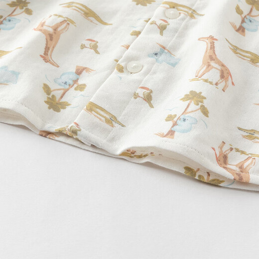 DAVE&BELLA summer new children's shirt boys short-sleeved T-shirt top children's shirt casual baby boy bottoming shirt animal print ready stock 90 cm (recommended height 80-90cm)