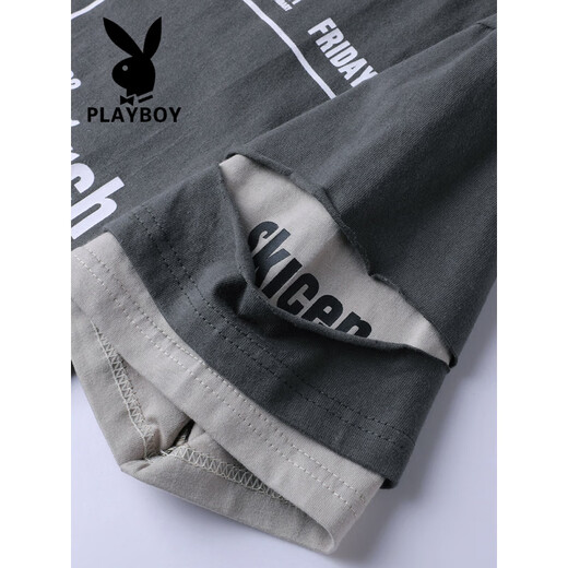 花花公子（PLAYBOY）短袖t恤男ins潮牌个性时尚加肥加大肥佬大码百搭宽松半袖简约帅气 723T恤 2XL (146-165斤)