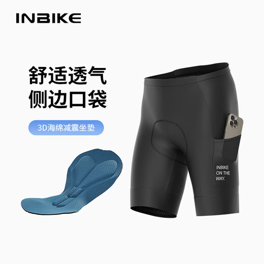 INBIKE Summer Cycling Shorts Men's Mountain Bike Road Bike Pants Shock Absorbing Sponge Pad Cycling Black 3XL