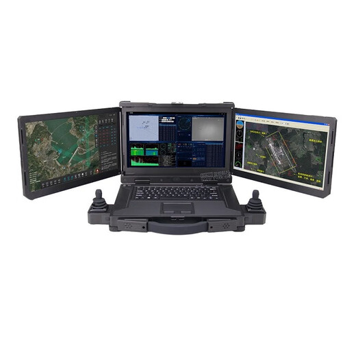 Lanju Technology (EVAK) 15,6-Zoll tragbarer, hochauflösender, verstärkter Laptop-Computer mit drei Bildschirmen, landwirtschaftliches Pflanzenschutzmodell, Luftvermessung und Kartierung, Drohnen-Bodenarbeitsstation mit drei Bildschirmen, Dual-Joysticks mit SBUS-Schnittstelle, ausgestattet mit abnehmbaren Dual-Joysticks, um eine präzise Steuerung der Drohne zu erreichen