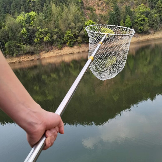 Yunlu stainless steel copy net 3 meters 4 meters 5 meters 6 meters telescopic pole set fishing net pocket folding fishing copy net head fishing gear black nano net + white pole 6m