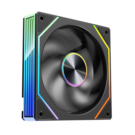 Wanjia Prism 8Pro ARGB fan black positive leaf chassis cooling 12CM fan divine light synchronization 5V3-pin ARGB PWM temperature control speed regulation