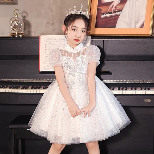 
Annie Youer girls princess dress dress children's high-end fashionable summer girl princess skirt puffy tulle skirt white 130