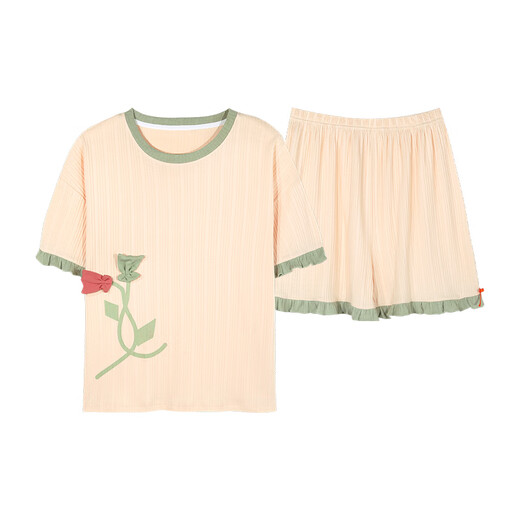 Pajamas Zimu Yaju pour femmes en été en été coton pur coréen mignon de grande taille à manches courtes en deux pièces pour les vêtements de la maison de printemps et d'automne extérieurs GXT6636 Couleur d'image xl Recommandé 115-130Jin [Jin est égal à 0,5 kg]