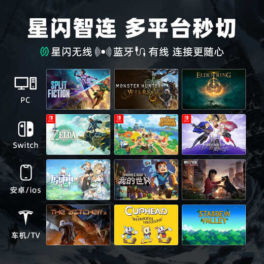 Beitong Kunpeng 40 Wireless Game Controller Intelligent Control Star Flash Bluetooth Controller Xbox Computer PC Mobile Phone Steam TV NSswitch2 Vibration Body Sensing Genshin Impact Pokémon ZA Competitive Intelligent Control Beitong Kunpeng 40 Aurora Blue