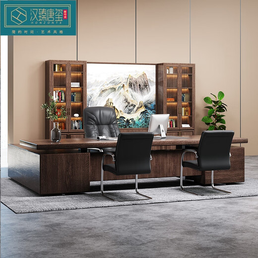 HONZONTX new Chinese style ash solid wood desk and chair combination study office computer desk boss desk high-end villa home 2-meter desk