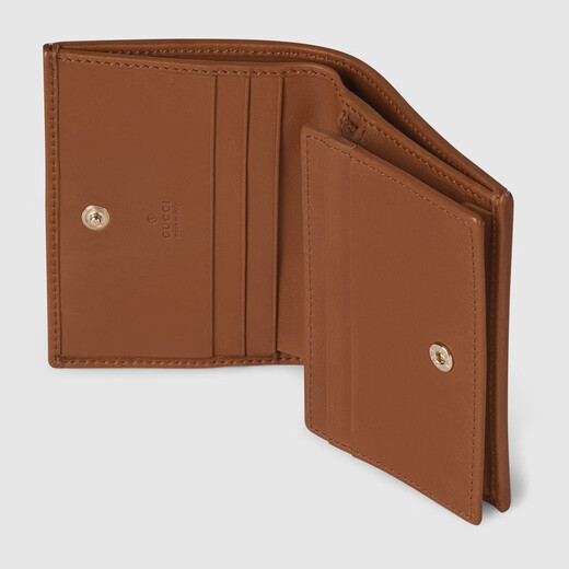 GUCCI古驰Gucci Horsebit 1955系列小号钱包 米色和深棕色 均码