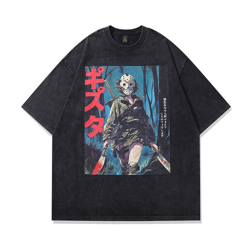 Jingpufei European и American Retro Skull Print Print Рубашка с коротки