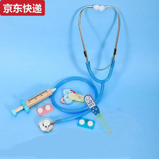 两雪仿真听诊器儿童听诊器医生护士过家家玩具幼儿园教具角色扮演游戏 粉色听诊器三件套+吊瓶+娃