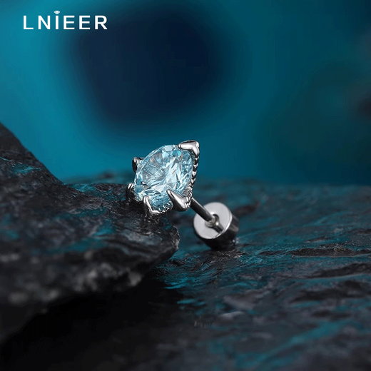 Lnieer Super Flash Dragon Claw Inlaid Earrings Men's Medical Titanium Steel Ear Hole Flat Bottom Earbone Cochlear Nails High-end Earrings Earrings Red Single Medical Grade Titanium Steel