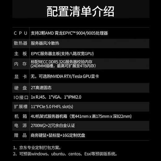 深图师EPYC 9654/RTX4090深度学习主机8路4U机架式GPU服务器人工智能高性能计算DeepSeek部署大模型电脑 EPYC 9734*2/224核448线2.2G RTX4090 24G