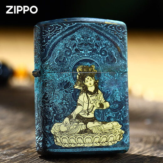 ZIPPO打火机正版复古白度母收藏级送男友送长辈定制原装防风 做旧白度母-单机 DY9902DK