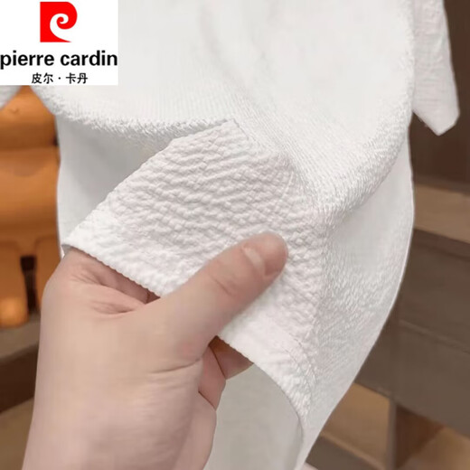 Pierre Cardin 2025 Nouvelle texture de soie de glace d'été brodée Men de cou rond à manche à manches courtes à manche à manches à manches à manches à manches à manches à manches à manches à manches à manches à manches à manche [à manches courtes d'été] 6628 noir M 80-105Jin [Jin est égal à 0,5 kg]