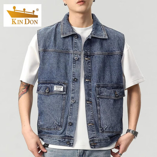 Goldene Schild Männer Denim Jacke Herbst Weste ärmellose Blue Jacket Männer losen vielseitige Weste Frühling und Herbst 9216 Schwarz M
