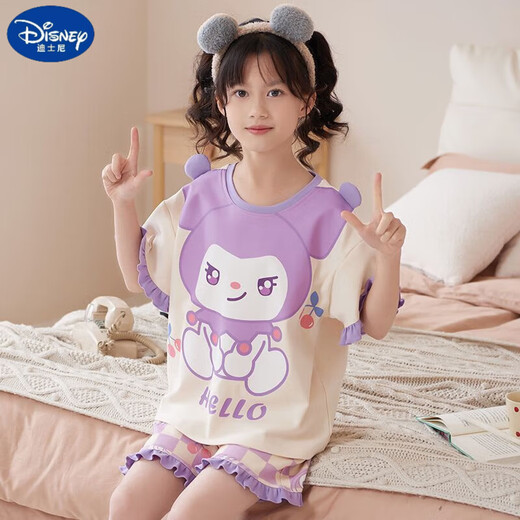 迪士尼（Disney）甜美可爱女童家居服套装优质棉少女款夏季短袖短裤甜美睡衣女孩 687莫代尔 130 童16码 建议身高130-140CM