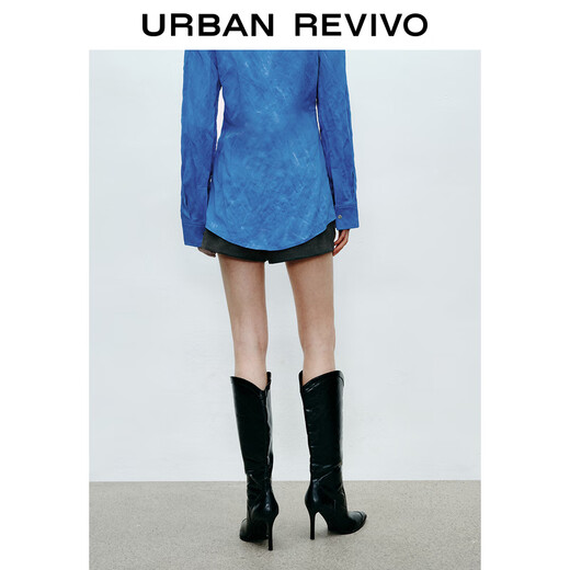 UR2025 Spring New Women's Gray Commuting Temperament Fake Two-piece High Waist Shorts UWM650020 Dark Gray Gray (Short) S