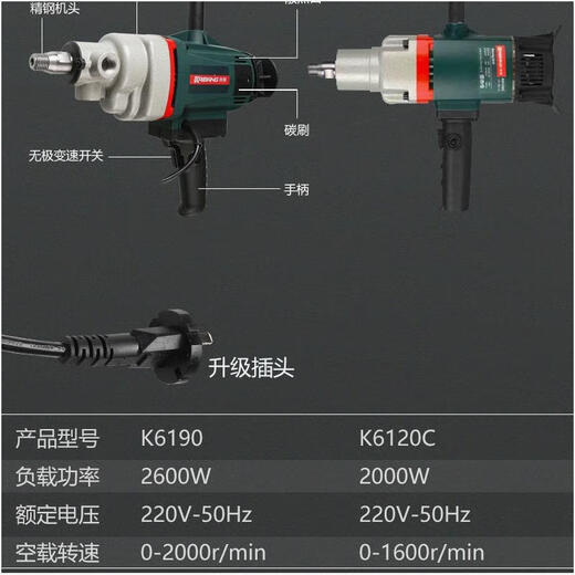 XMSJ Kaibang 120C/6190 water drilling rig engineering putty powder mixer mixing artifact 6168A water drilling rig with speed regulation 2300 watts
