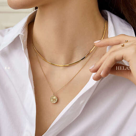 Yadige 2025 new 18K gold diamond necklace female butterfly pendant commemorative round coin alphanumeric necklace necklace 18K gold commemorative coin + 18K gold cross chain 45cm