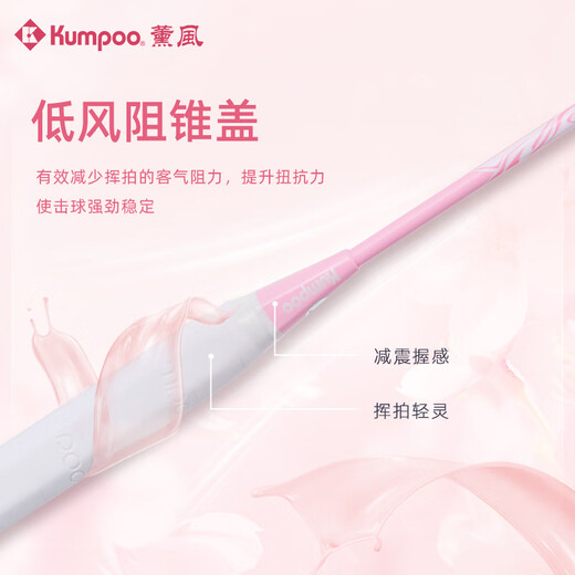 薰风（KUMPOO）羽毛球拍双拍超轻碳素纤维熏风RS01对拍初恋粉+碧落蓝（已穿线）