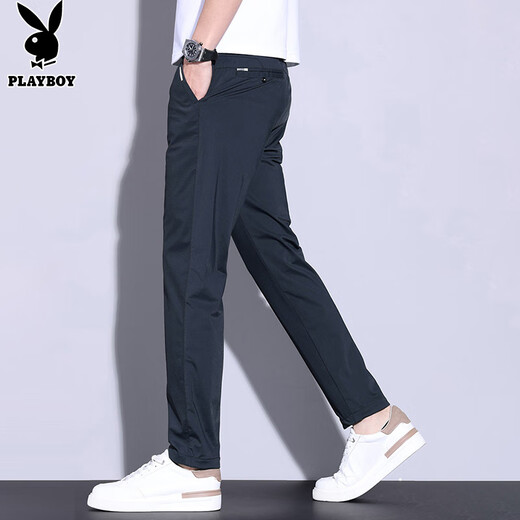 PLAYBOY (PLAYBOY) Pantalones casuales para pantalones delgados de seda de hielo masculino para pantalones de secado de verano para hombres pantalones de altura recta de patas rectas