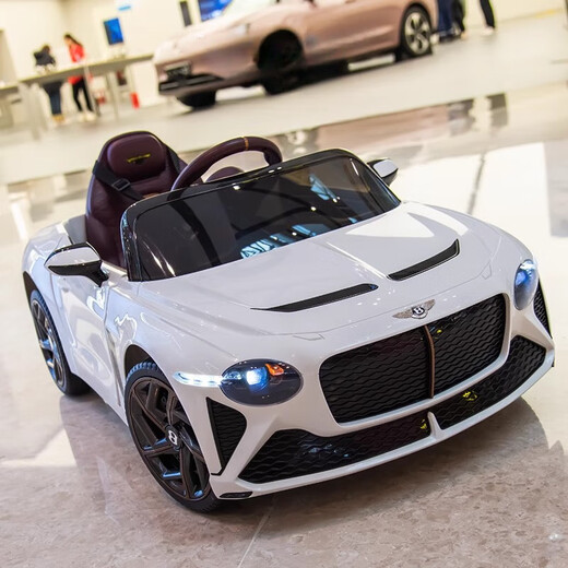 Mother and baby Bentley children's electric car four-wheel car for men and women with remote control swing toy car that can sit on one person's first birthday gift dual drive white + independent swing + hydraulic double door